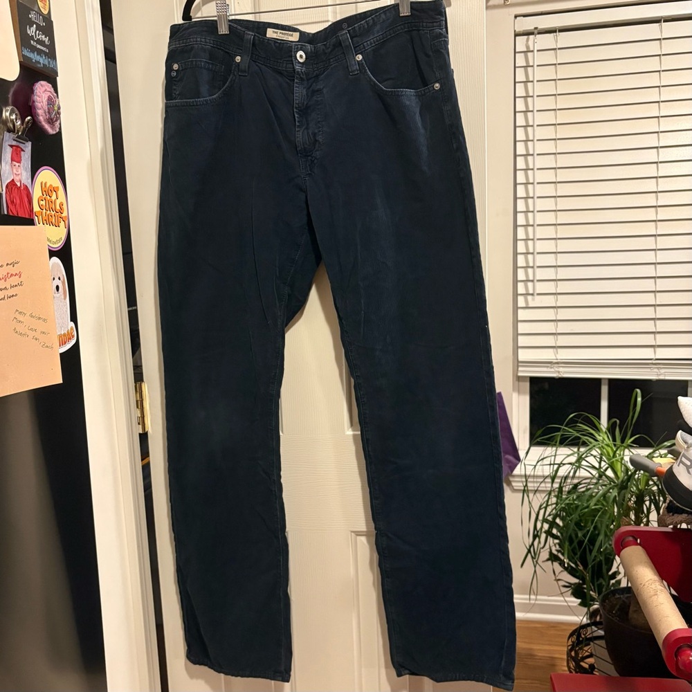 Adriano Goldschmied Corduroy Pant Men 36x33 Navy Protege Slim Straight